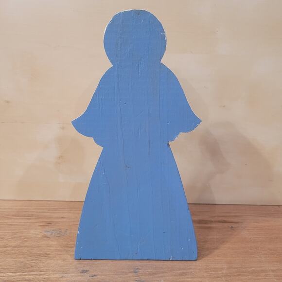 Vtg Handmade Wood Angel Stocking Holder Square Cut Nail Hand Painted Christmas - Picture 3 of 8